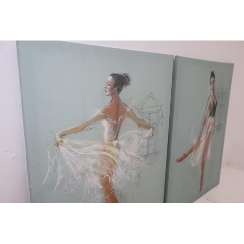 367 - Two Large Wall Hanging Canvases Depicting Ballet Sketches, Approx 30.5