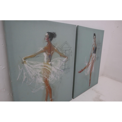 367 - Two Large Wall Hanging Canvases Depicting Ballet Sketches, Approx 30.5