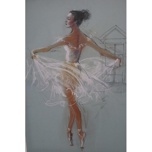 367 - Two Large Wall Hanging Canvases Depicting Ballet Sketches, Approx 30.5