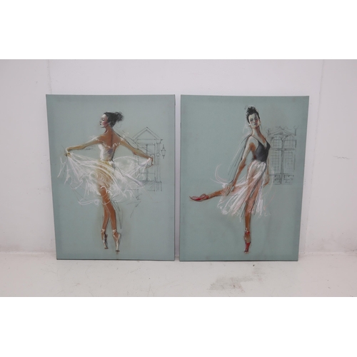 367 - Two Large Wall Hanging Canvases Depicting Ballet Sketches, Approx 30.5