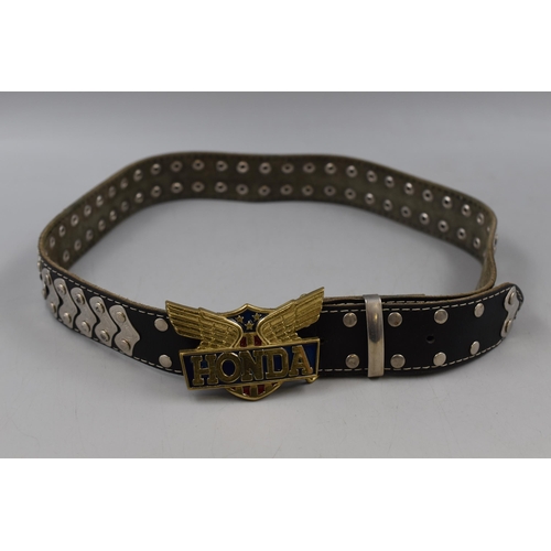 377 - Leather belt with Honda Winged Buckle