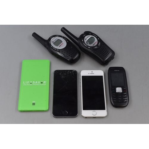 379 - Collection of Used Mobile Phones To Include Two Apple Model A1457, Nokia, Two Cobra Micro Talk Walki... 