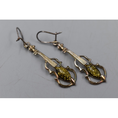 144 - Pair of Silver 925 Violin themed Earrings Complete with Presentation box