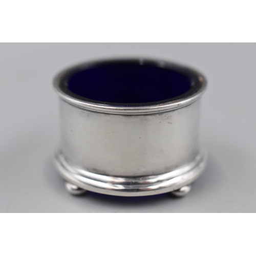145 - Hallmarked Birmingham Silver Condiment pot with Cobalt blues glass liner
