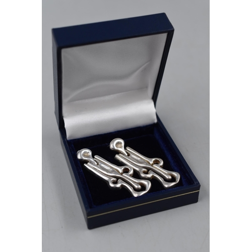 148 - Pair of Silver 925 Abstract Form Earrings Complete with Presentation Box