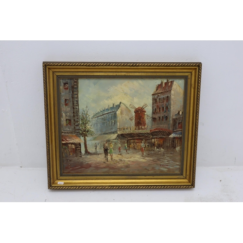 397 - Framed Oil on Canvas Depicting Parisian Scene. Signed Burnett. Approx. Size 24