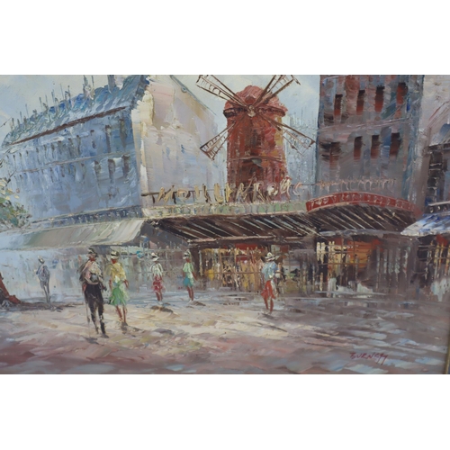 397 - Framed Oil on Canvas Depicting Parisian Scene. Signed Burnett. Approx. Size 24