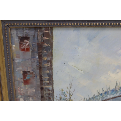 397 - Framed Oil on Canvas Depicting Parisian Scene. Signed Burnett. Approx. Size 24