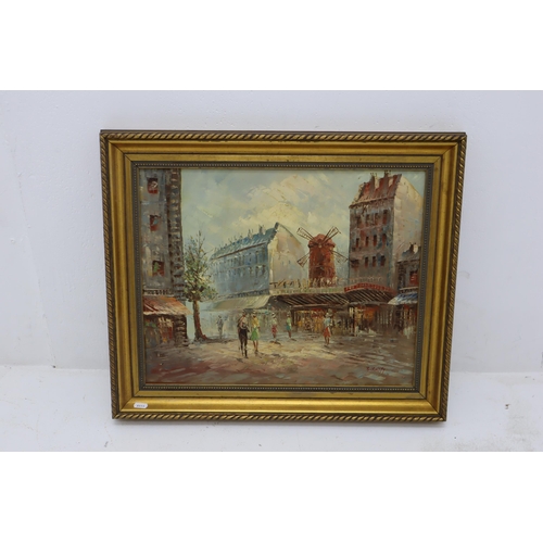 397 - Framed Oil on Canvas Depicting Parisian Scene. Signed Burnett. Approx. Size 24