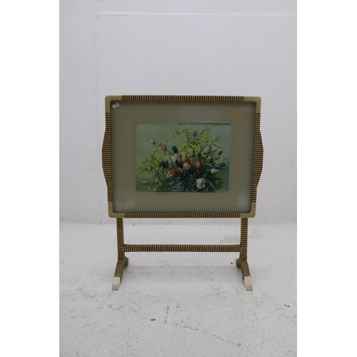 402 - Two Vintage Combination Fire Screen / Table including Crosstitch (Tallest 76cm High)