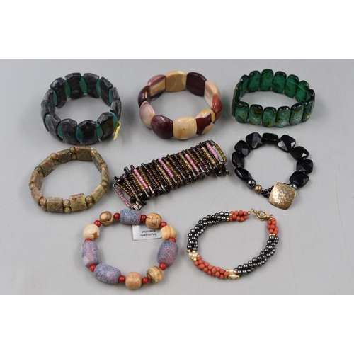 157 - Eight Bracelets Includes Sterling Silver, Multi Gem and Other