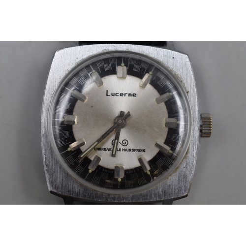 158 - A 1970's Lucerne Men's Watch, With Leather Strap (Working)