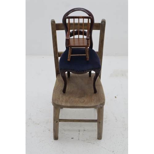 403 - Mixed Lot of Three Chairs to include Vintage Hand Made Child's chair and Doll Display Chairs largest... 