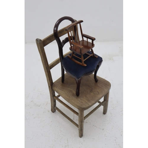 403 - Mixed Lot of Three Chairs to include Vintage Hand Made Child's chair and Doll Display Chairs largest... 