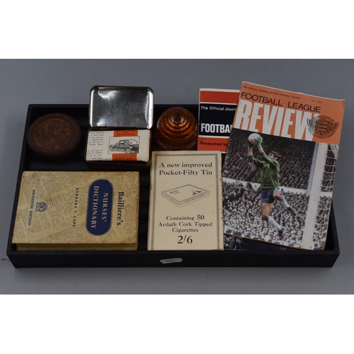165 - A Mixed tray, Includes Nurses' Dictionary, Weight, Football League Review and More.