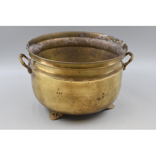 411 - Vintage Brass Footed Planter (26cm Dia)