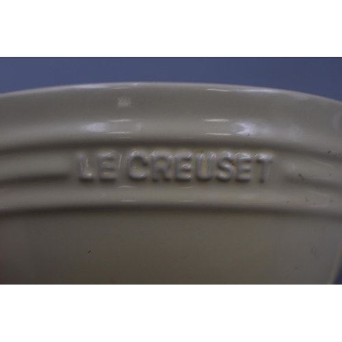 414 - Three Le Creuset Kitchen Items. Includes No 18 Saucepan, No 16 Saucepan With Spout, and Lemon Juicer... 