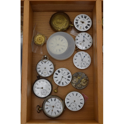 419 - Large selection of Pocket Watch Dials, Movements, Glasses, and More