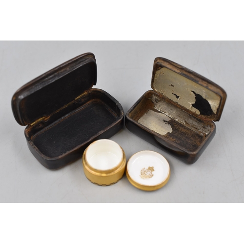 189 - Two Antique Papier Mache Snuff Boxes (Includes Mother of Pearl Inlaid), With a Royal Worcester Late ... 