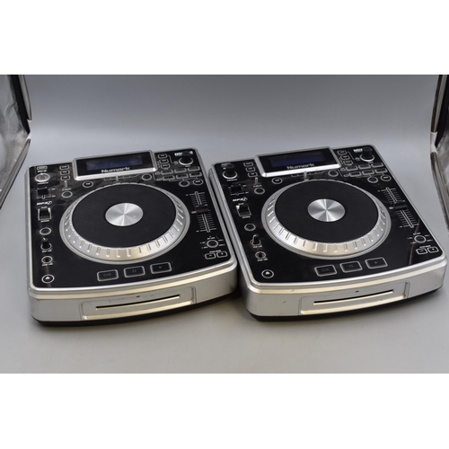 545 - Pair of Numark NDX800 DJ Record Decks with Leads and Holdall, Powers on When Tested
