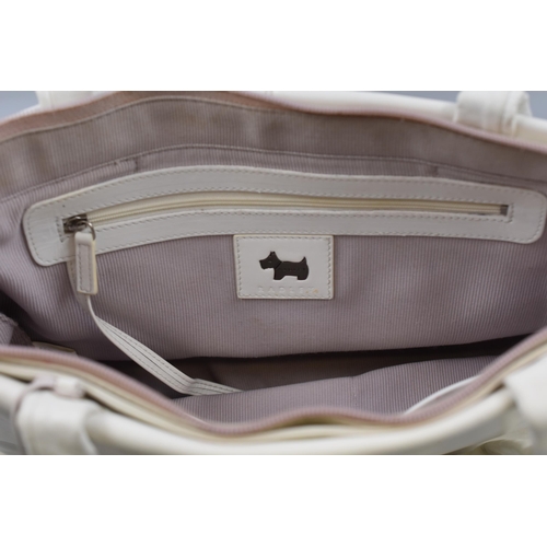 444 - A Radley White Leather Handbag, With Tags.