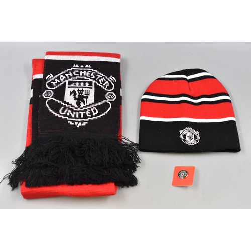 464 - Manchester Utd and Burnley Members / VIP Scarves hat and badge sets