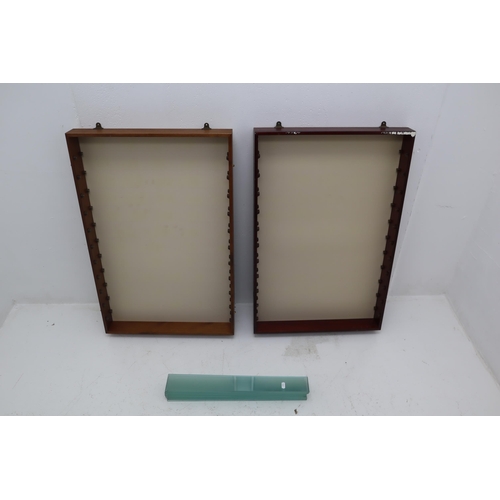 478 - A Pair of Wooden Wall Hanging Display Units, With Glass Shelves. Approx 32