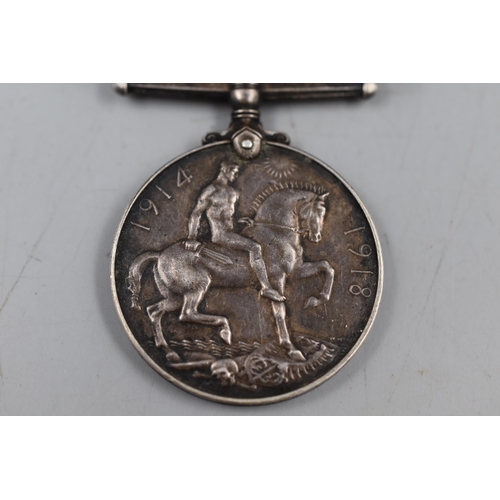 236 - WWI Silver British War Medal awarded to 24796 Thomas Preston of the Northumberland Fusiliers complet... 