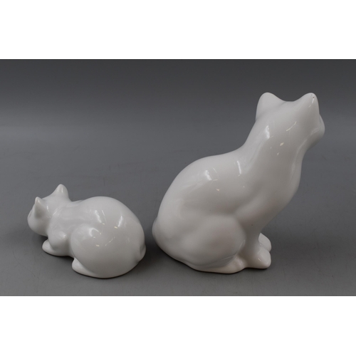 253 - Pair of White Porcelain Cat Statues largest 8