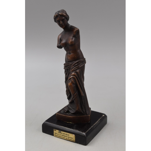 278 - Two Bronze Reproduction Figures on Plinths including Venus de Milo, and Love and Phyche