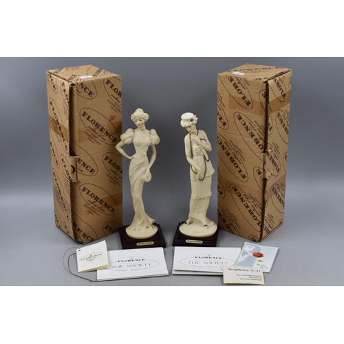 292 - Two Florence Society My Fair Lady Figures on Wooden Plinths Complete with Certificated and Boxes