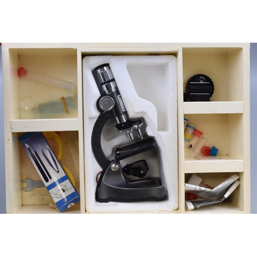 530 - Microscope 100 to 900 Zoom inc wooden case with Slides and attachments