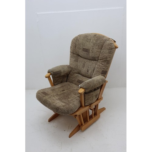 578 - Wood and Fabric Gliding Rocker nursing chair complete with footstool