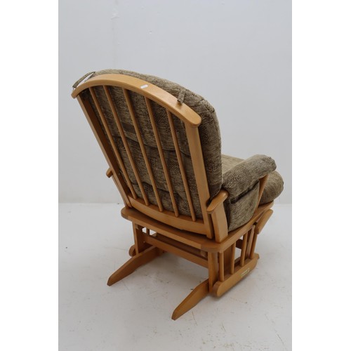 578 - Wood and Fabric Gliding Rocker nursing chair complete with footstool