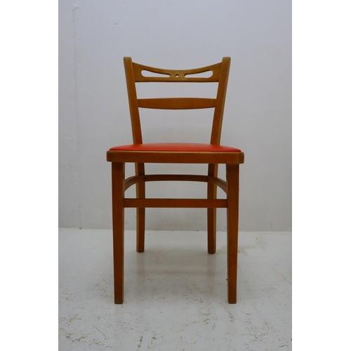 580 - Four Retro Orange Seated Wooden Dining Chairs, Approx 30.5