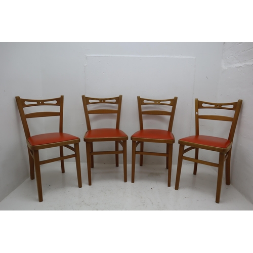 580 - Four Retro Orange Seated Wooden Dining Chairs, Approx 30.5