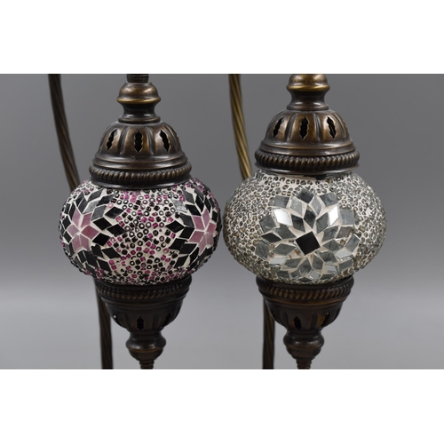 255 - pair of Hand Made Moroccan Multi Coloured Table Lamps both fitted with Lazy Switch and one working w... 