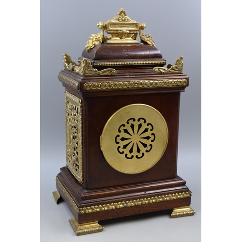 270 - Antique Bracket Clock in Dark Wooden Casing Decorated woth Brass Fittings and a Beveled Edge Crystal... 