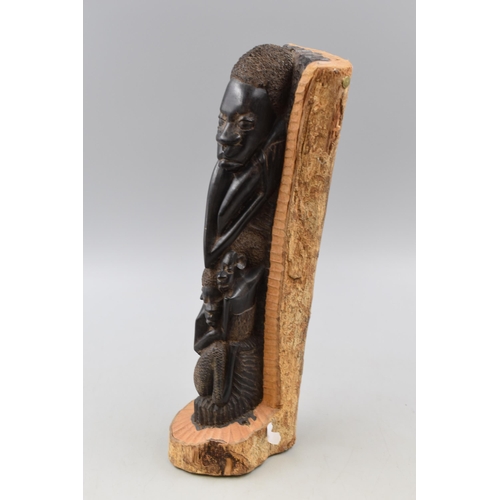 275 - A Hand Carved Wooden Ethnic Artpiece Depicting Family Tree. Approx 14