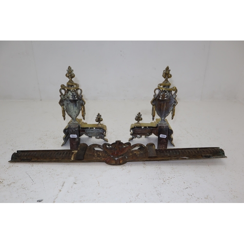 282 - Pair of Matching Antique Brass Fireside Chenets  12