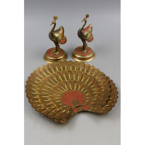 286 - Two Enamelled Brass Peacock Figures (Height 23cm)