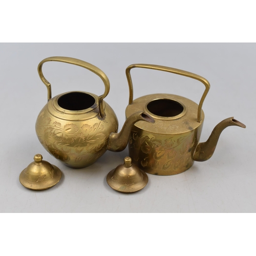 291 - Selection of Brass Storage pots and Miniature Kettles (8 Pieces)