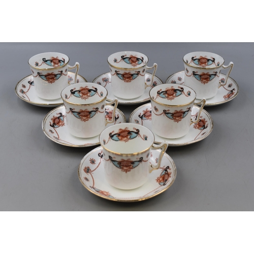 304 - Set of Six Cartwright & Edwards ' Boronian ' China Cups and Saucers