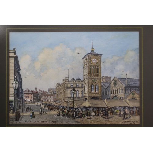 314 - Framed and Glazed Watercolour Depicting ' King William Street, Blackburn 'circa 1900, Signed by Arti... 