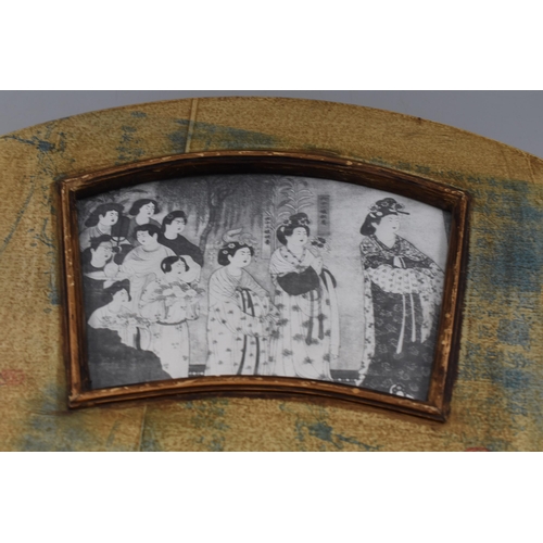 322 - Vintage Decorative Wooden Chinese Picture Frame with Glazing housing a print depicting a Gathering o... 