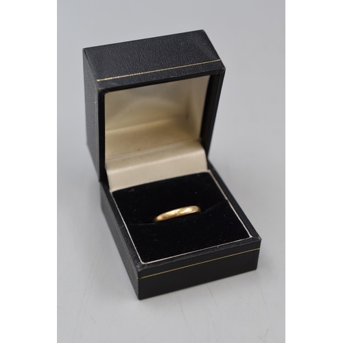 1 - Hallmarked Birmingham 9ct (375) Gold Band Ring (Size L) Complete with Presentation Box