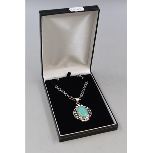 6 - Silver 925 Turquoise Pendant Necklace Complete with Presentation Box