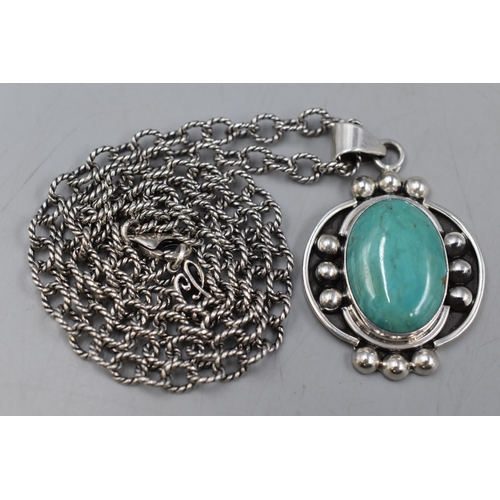 6 - Silver 925 Turquoise Pendant Necklace Complete with Presentation Box