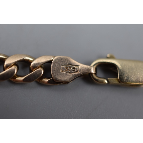 16 - Gold 375 Curb Link Bracelet 8