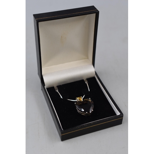 17 - Silver 925 Smoky Quartz Pendant Necklace Complete with Presentation Box